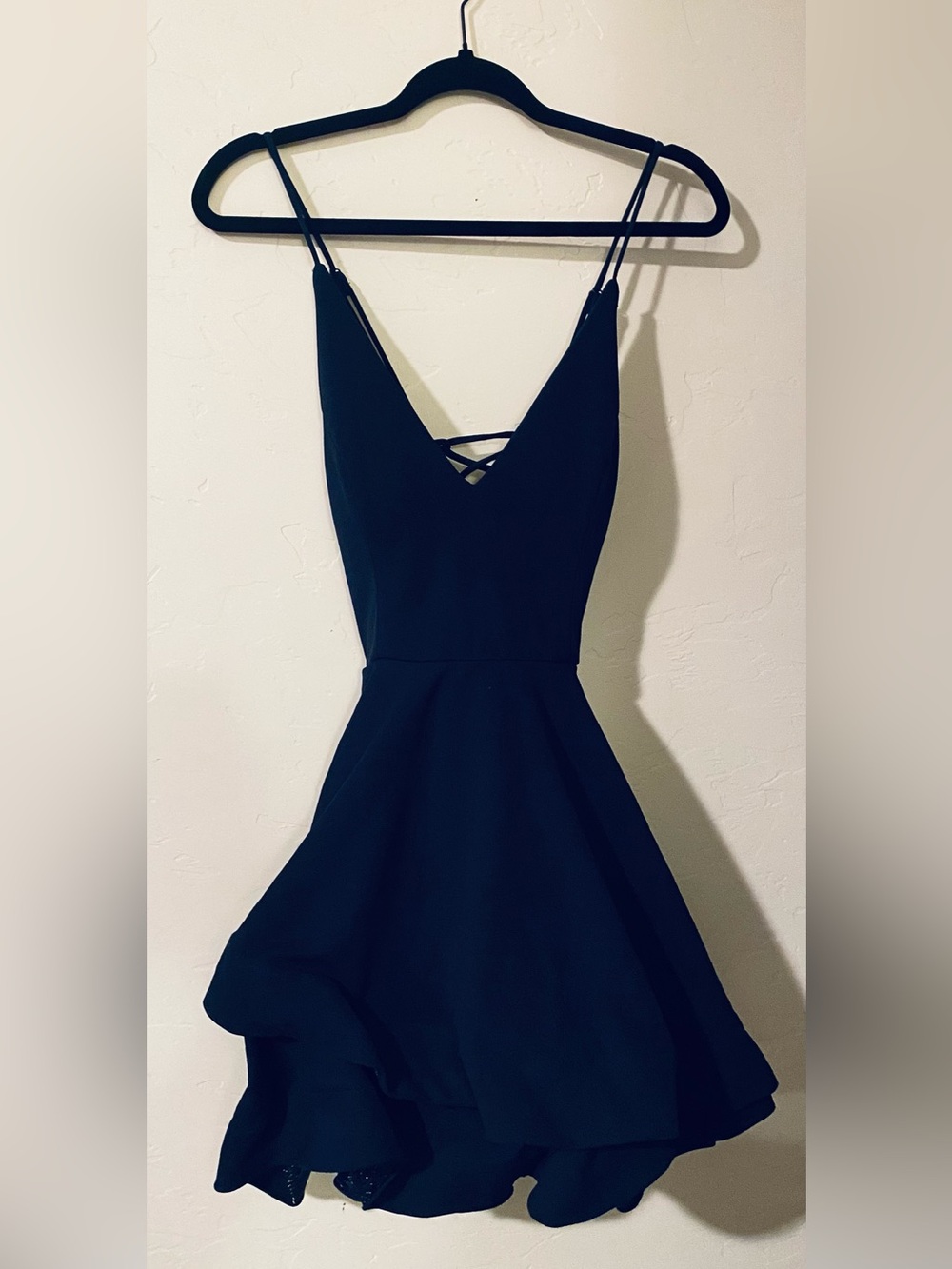 Windsor Royal Blue Strappy V-Neck Fit-and-Flare Mini Dress